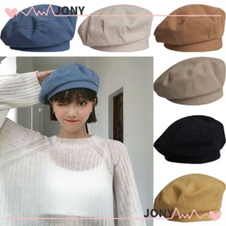 Jy1 หมวกเบเร่ต์ ผ้าฝ้าย สีพื้น สไตล์คลาสสิก สําหรับผู้หญิง