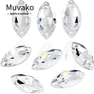 Muvako หินคริสตัล พลอยเทียม รูปดวงตาม้า ขนาด 0.35x0.7 นิ้ว สีขาว สําหรับเย็บผ้า งานฝีมือ DIY 36 ชิ้น