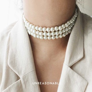 สร้อยคอมุกแก้ว 3 ชั้น CHOKER Unreasonable Accessories UA0338-01