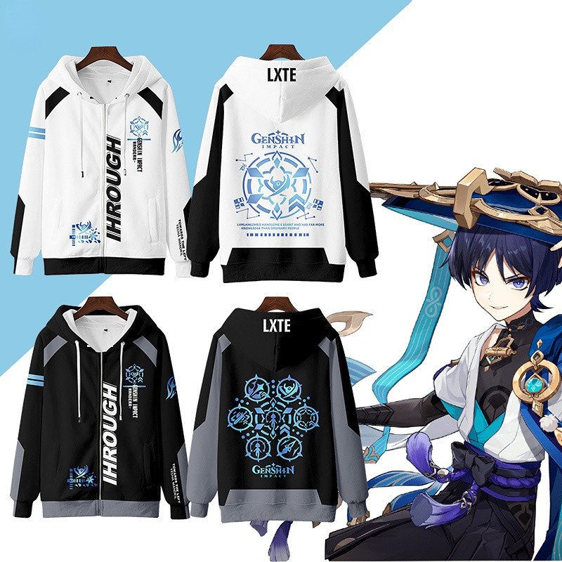 เสื้อแจ็กเก็ตคอสเพลย์ Genshin Impact Scaramouche Wanderer Y2K มีซิป พิมพ์ลาย 3D แนวสตรีท สําหรับผู้ชาย ผู้หญิง
