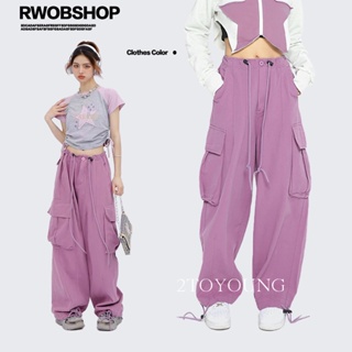 2TOYOUNG Moon กางเกงขายาว คาร์โก้ กางเกง เชือกอเมริกันคลาสิค Cargo pants 2023 NEW พิเศษ Korean Style Unique สวย A20M08E 36Z230909