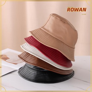 Rowans หมวกบักเก็ต หนัง PU ปรับได้ กันน้ํา พับได้ เดินป่า หมวกกันแดด