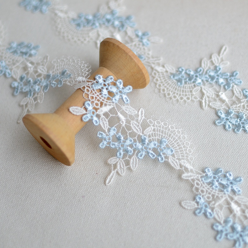 ผ้าลูกไม้ ลายดอกไม้ สีฟ้า กว้าง 5 ซม. สําหรับตกแต่ง Diy 1 หลา