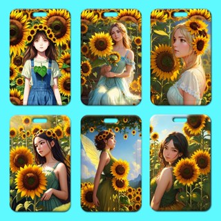 [ซื้อ 2 แถม 1] กระเป๋าใส่บัตรรถบัส แบบแข็ง ลายดอกทานตะวัน สําหรับนักเรียนหญิง