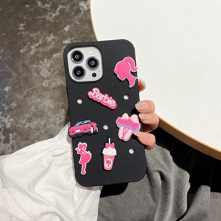 black Barbie เคสซิลิโคน for iPhone 14 13 12 11 Pro max xr xsmax 7 8 plus cover Can change the position of the cartoon Thick style silicone case for iPhone 13 Pro max เคสไอโฟน11 กันกระแทก