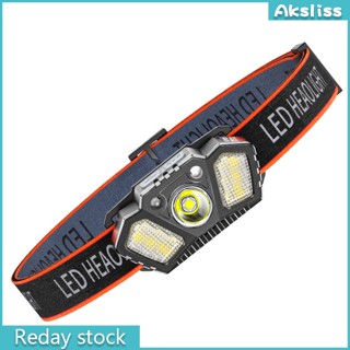 Aks ไฟหน้า Led ขนาดเล็ก แบบพกพา น้ําหนักเบา สําหรับตั้งแคมป์กลางแจ้ง วิ่ง ขี่จักรยาน ตกปลา