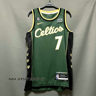 【คุณภาพสูง】ใหม่ ของแท้ NBA Boston Celtics ปี 2022-23 สําหรับผู้ชาย #7 เสื้อกีฬา Jaylen Brown City Edition สีเขียว