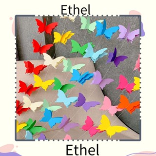 Ethel1 ธงแบนเนอร์กระดาษ รูปผีเสื้อ สําหรับแขวนตกแต่งหน้าต่าง ปาร์ตี้วันเกิด DIY 5 ชิ้น