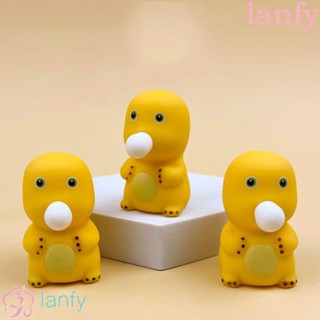 Lanfy ตุ๊กตามังกรนม หนัง PU แบบนิ่ม ยืดหยุ่น สีเหลือง ของเล่นสําหรับเด็ก