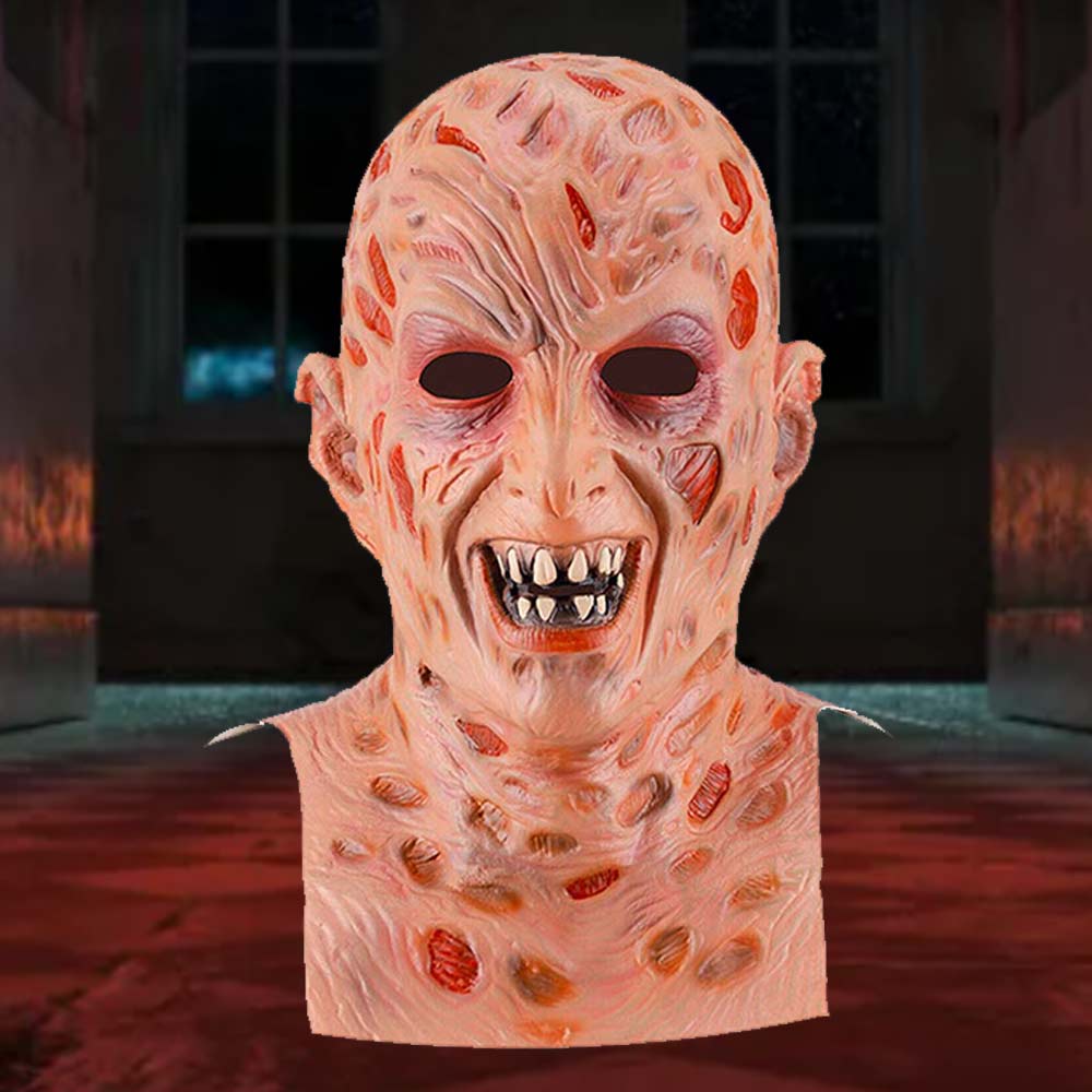 Horror Halloween Freddy Mask Krueger Killer Cosplay Mask Hat Scary Costumes Full Head Latex Mask