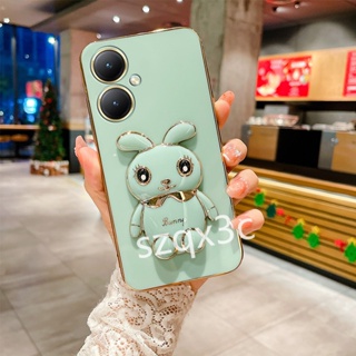 ใหม่ เคสโทรศัพท์มือถือ ซิลิโคนนิ่ม กันกระแทก ลายการ์ตูนกระต่ายน่ารัก พร้อมที่ตั้งวาง สําหรับ VIVO Y27 Y78 Y36 Y02T Y02A Y02 Y77 V27 V27e 5G 4G 2023