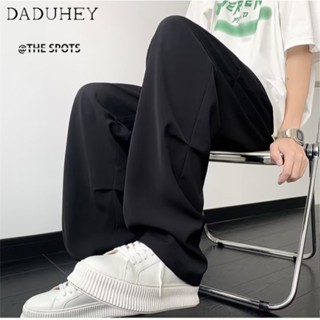 DaDuHey🔥 2023 Fashion Brand Loose Wide Track Pants Jogger Pants Mens Summer New Straight Casual Pants