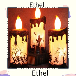 Ethel1 โคมไฟฟักทอง พลาสติก สําหรับตกแต่งปาร์ตี้ฮาโลวีน