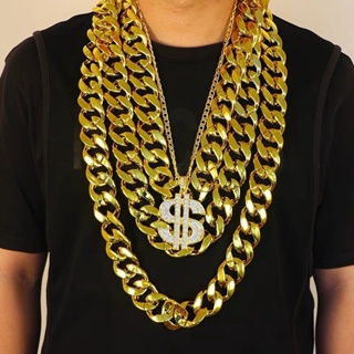 Spot second hair# Internet celebrity exaggerated gold chain does not fade mens thick necklace hip hop local tyrant simulation gold-plated chain live performance props 8cc