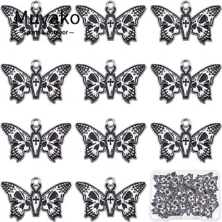 Muvako 20 ชิ้น สไตล์โกธิค โลหะผสม สีดํา สีขาว มอด เสน่ห์ สร้อยคอ เครื่องประดับ ทําผู้หญิง