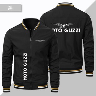 เสื้อแจ็กเก็ตเบสบอล แต่งซิป แบบบาง กันลม ลายโลโก้ Moto GUZZI V85 TT V7 สําหรับขี่จักรยานยนต์กลางแจ้ง