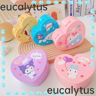 Eucalytus1 กล่องเครื่องประดับ ต่างหู สร้อยคอ แบบสองชั้น รูปหัวใจ เมโลดี้ เพียวริน พร้อมกระจก ฝาพับ สําหรับเด็กผู้หญิง