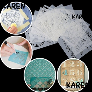 Karen แผ่นแม่แบบ ลายฉลุ ลายนูน สําหรับตกแต่งการ์ด 12 ชิ้น ต่อชุด