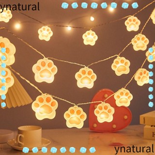 Ynatural สายไฟ LED รูปแมว PVC กันน้ํา ประหยัดพลังงาน ใช้แบตเตอรี่ USB สําหรับตกแต่งห้องนอน