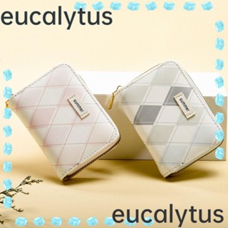 Eucalytus1 กระเป๋าสตางค์ หนัง Pu ทรงเรขาคณิต พับได้ ใส่บัตรประจําตัวประชาชนได้ สําหรับผู้หญิง