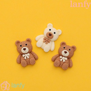 Lanfy กิ๊บติดผมเรซิ่น รูปหมี ประดับโบว์น่ารัก ขนาดเล็ก สีเบจ อุปกรณ์เสริม สําหรับตกแต่งสมุดภาพ DIY 10 ชิ้น