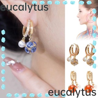 Eucalytus1 ต่างหูสตั๊ด ทองแดง ประดับไข่มุก เพชร สีทอง ลดน้ําหนัก ระบายน้ําเหลือง บําบัดด้วยแม่เหล็ก เยอรมนีเซียม 2 ชิ้น