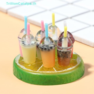 Trillioncatalpa ถ้วยชานมไข่มุกจิ๋ว 1:12 สําหรับบ้านตุ๊กตา 5 ชิ้น