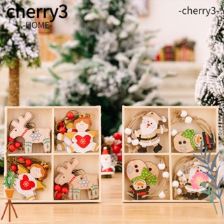 Cherry3 ของตกแต่งคริสต์มาส แบบไม้ ลาย Angel Old Man สําหรับแขวนตกแต่งบ้าน