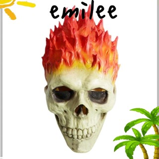 Emilee หน้ากากยาง รูปหัวกะโหลกผี เปลวไฟ สําหรับปาร์ตี้ฮาโลวีน