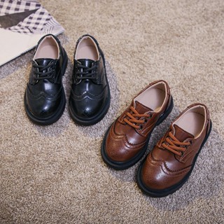 รองเท้าหนัง Pu สไตล์อังกฤษวินเทจ สีน้ําตาล สําหรับเด็กผู้ชาย…