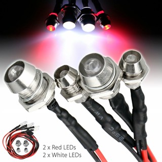 ใหม่ ไฟ LED 4 ดวง 2 สีขาว 2 สีแดง สําหรับรถบรรทุกบังคับ 1/10 1/8 Traxxas HSP Redcat ☆Westyletin