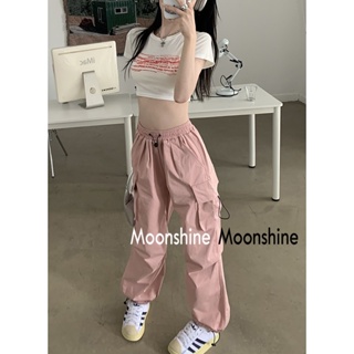 Moon  กางเกงขายาว คาร์โก้ กางเกง เชือกอเมริกันคลาสิค Cargo pants 2023 NEW AG080713 ins สไตล์เกาหลี Comfortable สวยงาม A90M02R 36Z230909