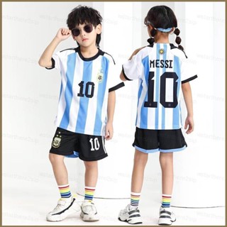 เสื้อกีฬาแขนสั้น ลายทีมชาติฟุตบอล Argentina 3stars 22 23 ชุดเหย้า สําหรับเด็ก