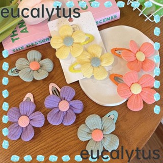 Eucalytus1 กิ๊บติดผม ผ้าโพกศีรษะ ลายดอกไม้น่ารัก เครื่องประดับผม สําหรับเด็ก 4 คู่