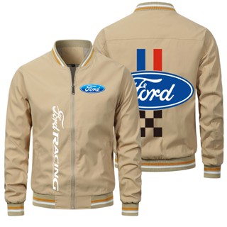 เสื้อแจ็กเก็ตเบสบอล แต่งซิป แบบบาง ป้องกันลม ลายโลโก้ Ford Fiesta FOCUS เหมาะกับใส่ขับขี่กลางแจ้ง