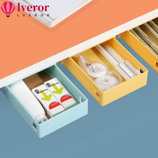 Lveror กล่องลิ้นชักพลาสติก 6 สี ประหยัดพื้นที่ มีกาวในตัว แบบพกพา สําหรับเก็บดินสอ เครื่องสําอาง ในออฟฟิศ โรงเรียน