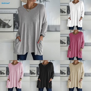 【HODRD】Blouse Comfortable Crew-Neck Daily Female Lightweight Long Sleeve Polyester【Fashion】