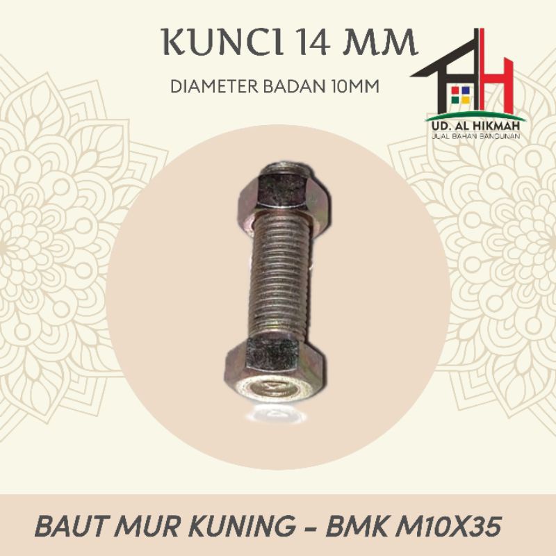 MUNFA_STORE YELLOW HEX BOLT NUT SET M10 X 35 M10X35 KEY 14 MM