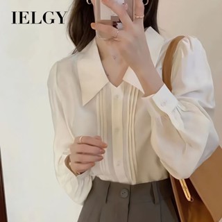 Ielgy ฤดูร้อนใหม่เสื้อชีฟองคอปกผู้หญิงออกแบบความรู้สึกย้อนยุคเสื้อเก๋น้ําด้านบน