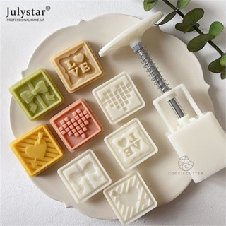 JULYSTAR 4 ชิ้น/เซ็ตวันวาเลนไทน์ Mooncake แม่พิมพ์หัวใจ Bow Tie Arrow รูปแบบแสตมป์คุกกี้พลาสติก Abs นำกลับมาใช้ใหม่ Pastry Mould