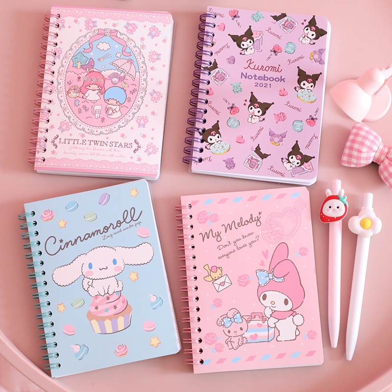 สมุดโน๊ตไดอารี่ ลายการ์ตูน Sanrios Kawaii Melody Cinnamoroll Kuromi ขนาด A5 120 หน้า