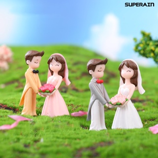 (super) ฟิกเกอร์คู่รัก โรแมนติก เสมือนจริง ขนาดเล็ก สําหรับตกแต่งเค้ก DIY 2 ชิ้น