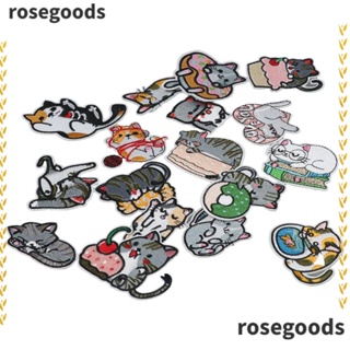 Rosegoods1 แผ่นแพทช์โพลีเอสเตอร์ ลายแมว 18 ชิ้น DIY