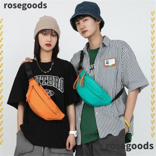 Rosegoods1 กระเป๋าคาดเอว ไนล่อน หลายสี กระเป๋าคาดอก แบบพกพา สีพื้น กันน้ํา กระเป๋าสะพายไหล่ กีฬาสันทนาการ