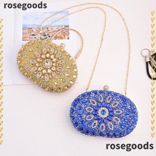 Rosegoods1 กระเป๋าถือ ทรงคลัทช์ ประดับเพชร ลายดอกทานตะวัน หรูหรา แฟชั่นสําหรับผู้หญิง