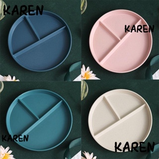 Karen จานแบ่งอาหาร PP 4 สี 3 ช่อง 3 ช่อง ใช้ซ้ําได้ 4 ชิ้น