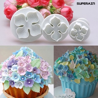 (super) แม่พิมพ์ตัดไอซิ่ง รูปไฮเดรนเยีย ดอกไม้ สําหรับตกแต่งเค้ก ฟองดองท์ DIY 3 ชิ้น