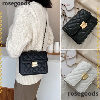 Rosegoods1 กระเป๋าสะพายไหล่ กระเป๋าถือ หนัง Pu แต่งสายโซ่คล้อง สําหรับสตรี