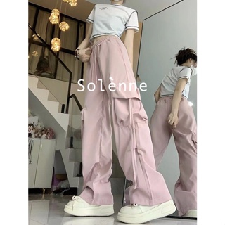 Solenne  กางเกงขายาว คาร์โก้ กางเกง ย้อนยุค 2023 NEW Korean Style Beautiful Comfortable Unique A20M0AH 36Z230909