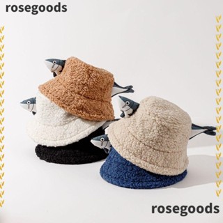 Rosegoods1 หมวกบักเก็ตลําลอง ผ้ากํามะหยี่ขนนิ่ม ป้องกันแดด เหมาะกับฤดูหนาว สําหรับผู้ชาย และผู้หญิง